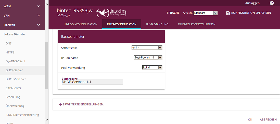 RS353jw: DHCP-Server für "en1-4"