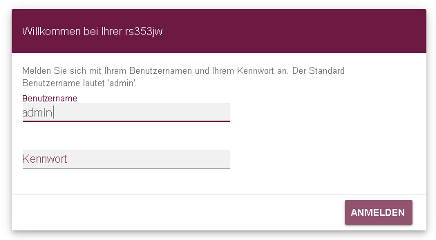 GUI-Anmeldung deutsch ohne Passwortänderungsaufforderung