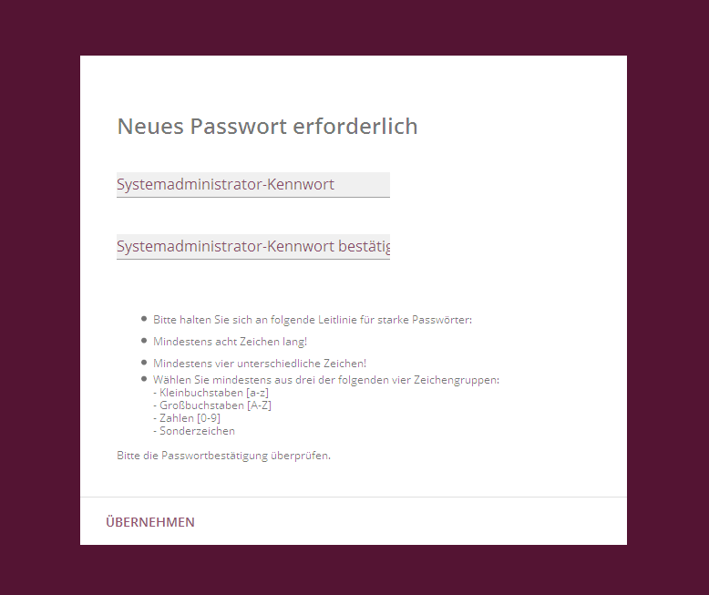 Passwortänderungsaufforderung deutsch